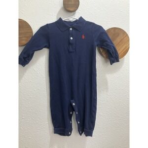 Polo Ralph Lauren Layette Baby Boys 6M Navy Blue With Red Polo Logo